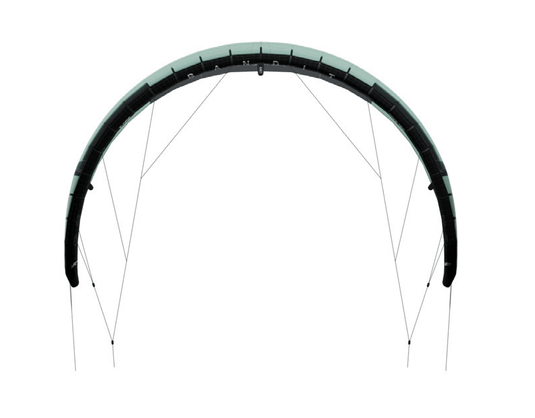 Green Hat Kiteboarding-2025_F-One_Bandit_TEC_V17_Kite-Color_Black_Mint-Front Leading Edge View