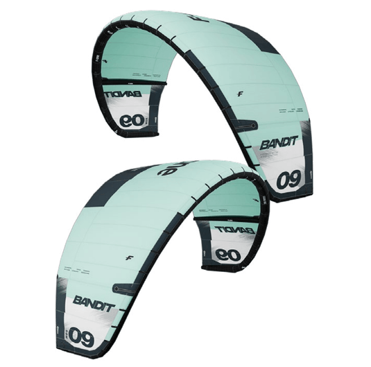 Green Hat Kiteboarding-2025 F-One Bandit TEC V17 Kite-Color Black/Mint-Leading Edge Left and Right View