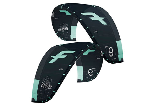 Green Hat Kiteboarding-2025 F-One Breeze V5 Kite-Onyx/Mint-Leading Edge Front Left and Right View