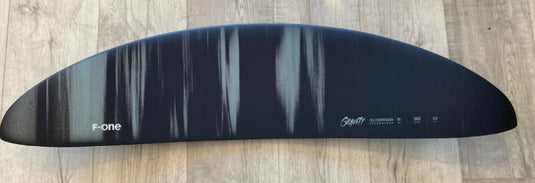 Green Hat Kiteboarding-2025 F-One Gravity FCT 1800 V2 Front Wing USED-Bottom View on Wooden Background