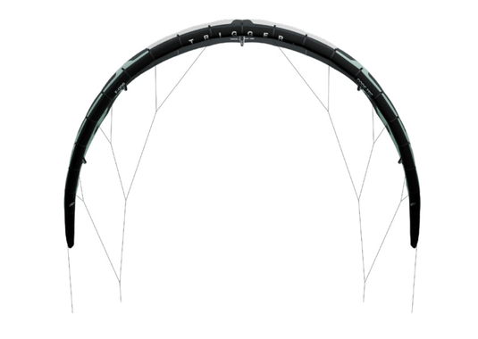 Green Hat Kiteboarding-2025 F-One Trigger V2 Kiteboarding Kite-Color Black/Mint-Leading Edge Front View