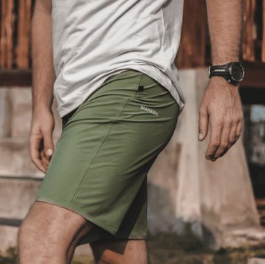 Green Hat Kiteboarding-2025 Manera Haapiti Shorts-Green-Close up View