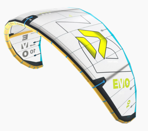 Green Hat Kiteboarding-2026 Duotone EVO DLAB-Grey/Lime-Right Top Leading Edge View-On a White Background