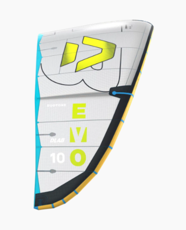 Green Hat Kiteboarding-2026 Duotone EVO DLAB-Grey/Lime-Left Profile View-On a White Background