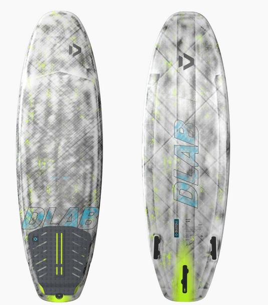 Green Hat Kiteboarding-2026 Duotone Whip D/Lab Surfboard-Top/Bottom Views on a White Background