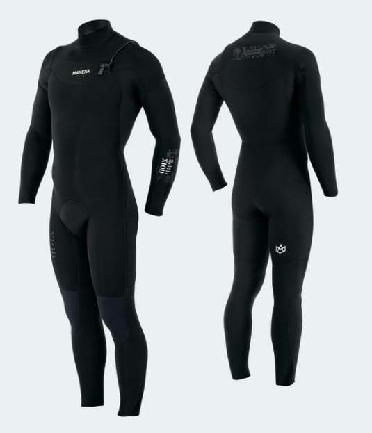 Green Hat Kiteboarding-2026 Manera X10D 3/2 Wetsuit FZ-Front and Back Views