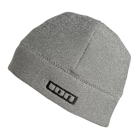Grey Beanie with an Ion logo on a white background