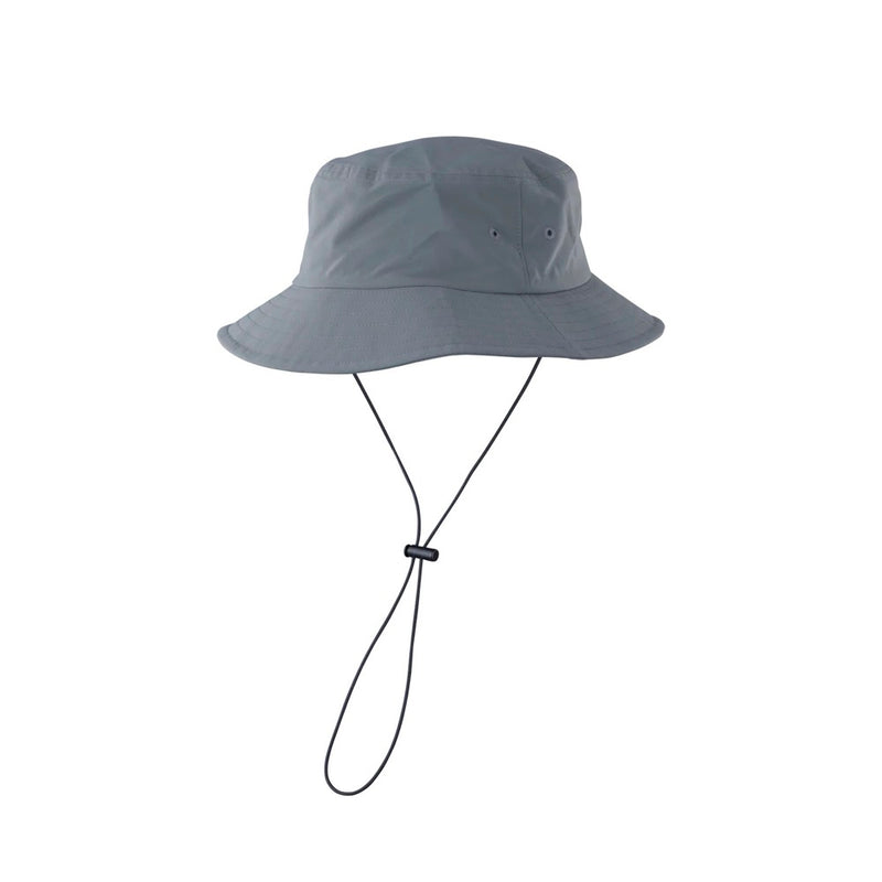 Load image into Gallery viewer, Gray Ion bucket hat with a strap on a white background

