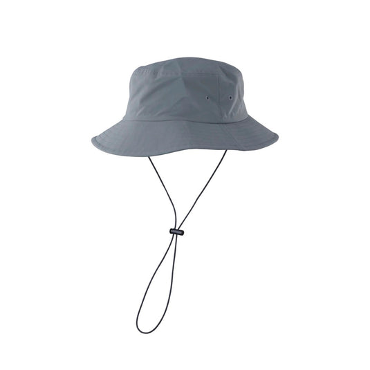 Gray Ion bucket hat with a strap on a white background