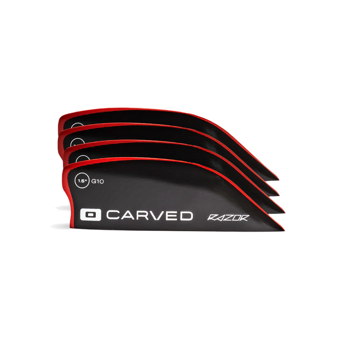 Carved G10 Razor Fin Set-Close Up View of 4 Fins