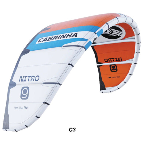 Green Hat Kiteboarding-2025 Cabrinha Nitro APEX C3 Colorway-Leading Edge Left Wing Tip View on a White Background