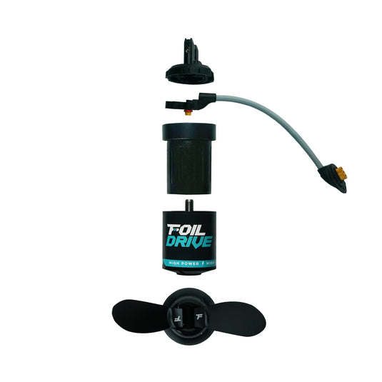 Green Hat Kiteboarding-High Power V2 Motor Complete-Disassembled Motor Assembly on a White Background