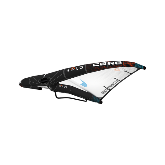 Green Hat Kiteboarding-Core Halo Wing-Left Leading Edge View of Wing on a White Background
