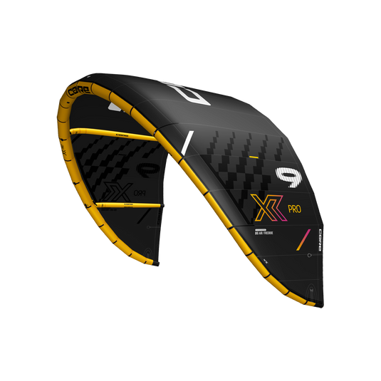 Green Hat Kiteboarding-Core XR Pro 2 Kite-Left Wing Tip Leading Edge View on a White Background