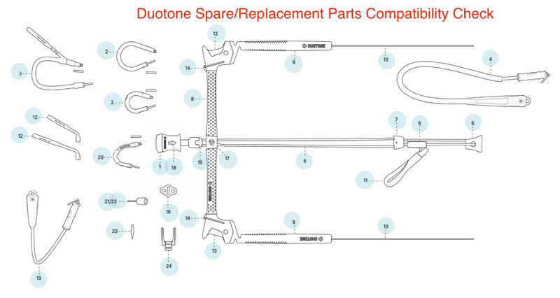 Load image into Gallery viewer, Green Hat Kiteboarding-Duotone Bar Spare/Replacement Parts Compatibility Check Diagram
