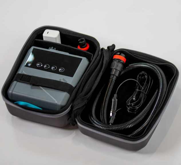 Load image into Gallery viewer, Portable Duotone ePump Lazepump with cable in a black carrying case on a light gray background
