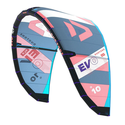 Green Hat Kiteboarding-2024 Duotone 10m Evo SLS Coral/Blue Color-Leading Edge Left View