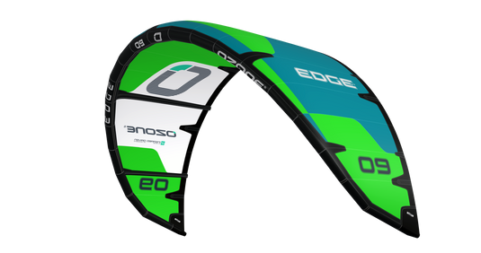 Green Hat Kiteboarding-Ozone Edge VT Green-Right Leading Edge View on a White Background