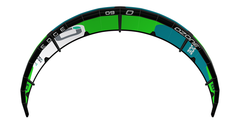 Load image into Gallery viewer, Green Hat Kiteboarding-Ozone Edge VT Green-Leading Edge View on a White Background
