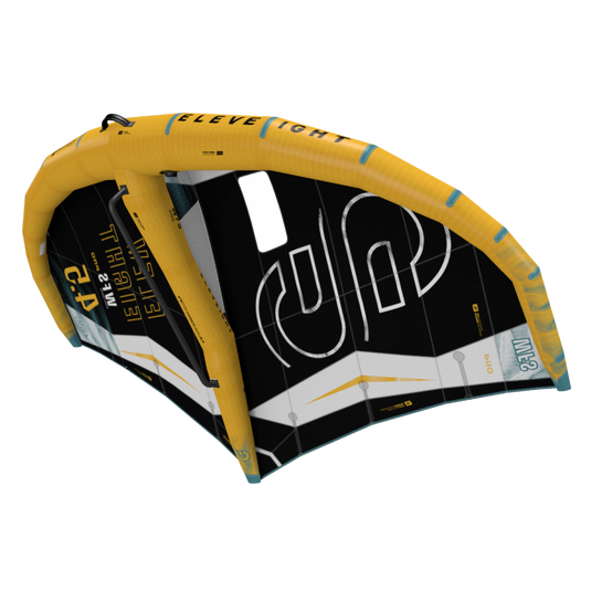 Green Hat Kiteboarding-Eleveight WFS Pro V2 Wing-Leading Edge Underside View of Wing on a White Background