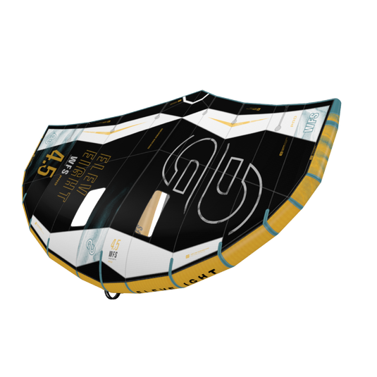 Green Hat Kiteboarding-Eleveight WFS Pro V2 Wing-Leading Edge Top side View of Wing on a White Background