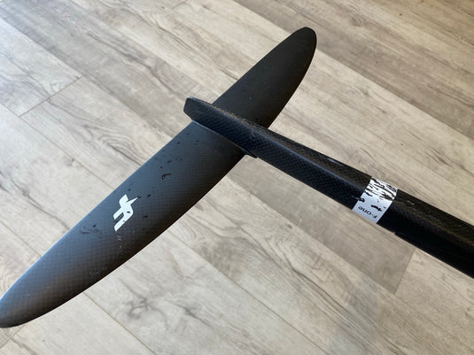 Green Hat Kiteboarding-F-One 1900 Jam Foil Plane USED-Top View of XXS Fuse and DW210 Stab