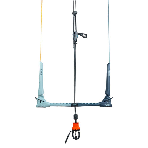 Flysurfer Force3 Control bar showing Blue and Dark Blue handle and chicken loop and Lines on a white background