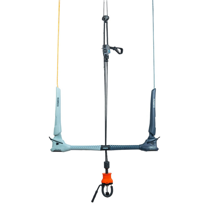 Load image into Gallery viewer, Flysurfer Force3 Control bar showing Blue and Dark Blue handle and chicken loop and Lines on a white background
