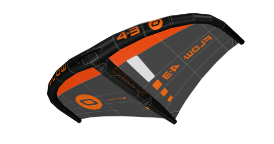 Ozone Flow V2 Wing Carbon Orange Wing bottom view