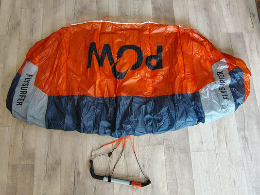 Green Hat Kiteboarding-Flysurfer POW 1.7M USED-Top View of Parawing and Bar