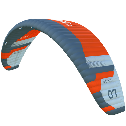 Green Hat Kiteboarding-Flysurfer SONIC5 Orange on a White Background
