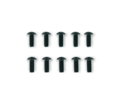 Green Hat Kiteboarding-Foil Drive Spare Motor Plug Bolts M4x10mm-Top View of 10 Black Screws on a White Background