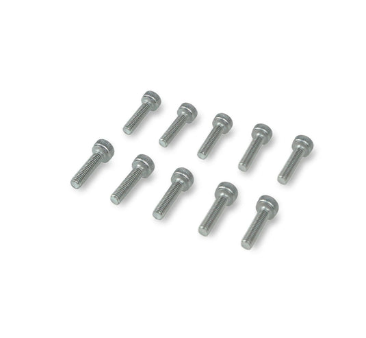 Green Hat Kiteboarding-Foil Drive Spare Motor & Puck Bolts (M3x12mm)-Side View of 10 Bolts on a White Background