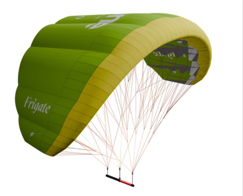 Load image into Gallery viewer, Green Hat Kiteboarding-F-One Frigate Parawing-Left Leading Edge View
