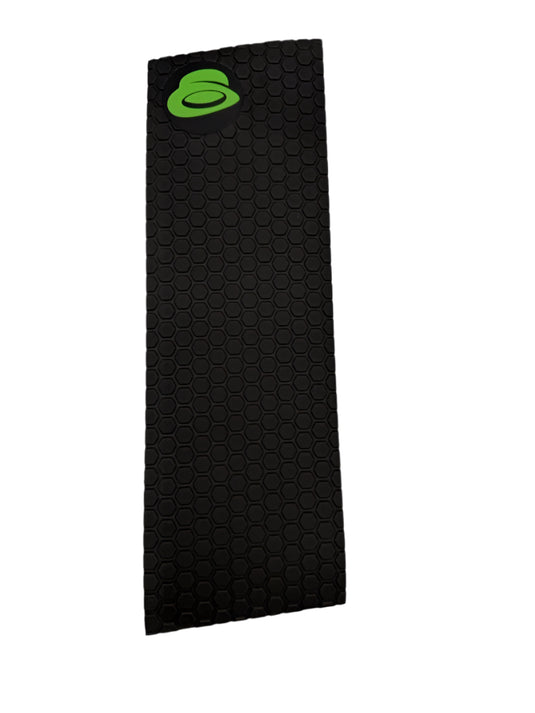 Black textured right traction pad with a Green Hat logo 