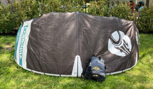 Green Hat Kiteboarding-2024 Cabrinha Moto X APEX Kite 7M USED-Leading Edge View With Bag