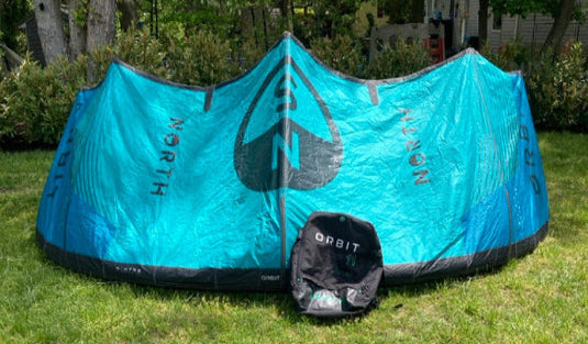 Green Hat Kiteboarding-2024 North Orbit Kite 11M USED-Leading Edge View with Bag