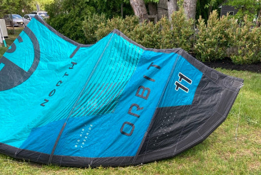 Green Hat Kiteboarding-2024 North Orbit Kite 11M USED-Left Wing Tip View 