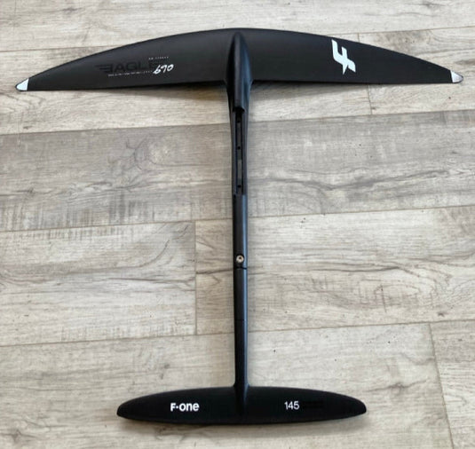 Green Hat Kiteboarding-F-One 690 Eagle Plane USED with XS 145 DW Monobloc Tail-Top View without Covers