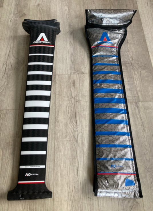 Green Hat Kiteboarding-Armstrong HA 880 Complete Foil Kit-Left View of Carbon Mast With Cover