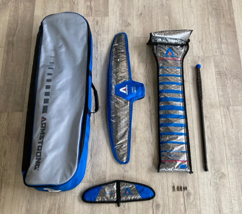 Green Hat Kiteboarding-Armstrong HA 880 Complete Foil Kit-Top View of Kit in Covers 