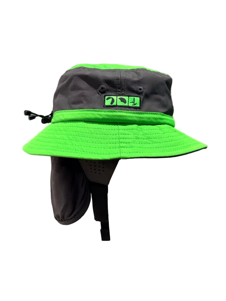 Load image into Gallery viewer, bucket hat side view with icons on a white background
