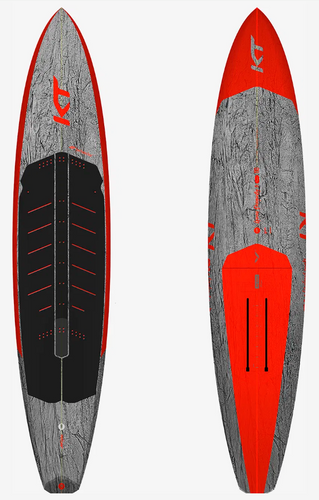 Green Hat Kiteboarding-KT Ginxu Dragonfly 3 Carbon Foilboard-Top/Bottom View on a White Background