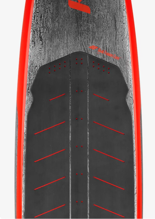 Green Hat Kiteboarding-KT Ginxu Dragonfly 3 Carbon Foilboard-Top Deck View on a White Background