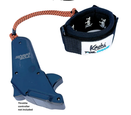 Green Hat Kiteboarding-Kaohi Leash x Foil Drive Wrist Leash for Throttle Controller-Leash with Controller Attached
