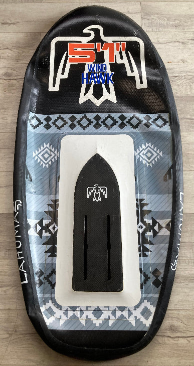 Green Hat Kiteboarding-Lahoma Wing Hawk Inflatable Foilboard V2 80L USED- Bottom View