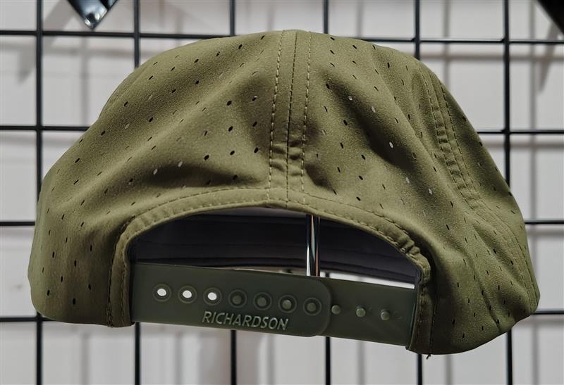 Load image into Gallery viewer, Green Hat Kiteboarding-Lift Foils Water Cap-Back View of Green cap with a black patch featuring &#39;Lift&#39; branding on a grid background
