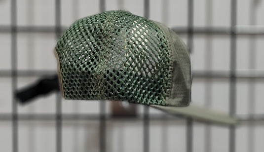 Green Hat Kiteboarding-Lift Foils R-Active Cap-Olive Green-Side View of  cap  on a grid background