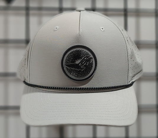 Green Hat Kiteboarding-Lift Foils R-Active Cap-Grey-Front View of  cap  on a grid background