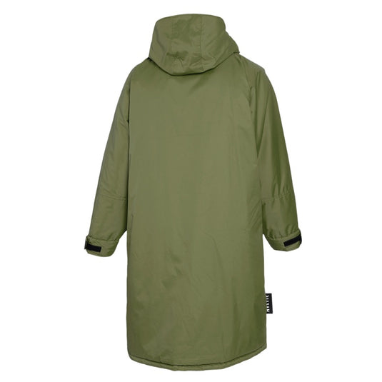 Green raincoat on a white background